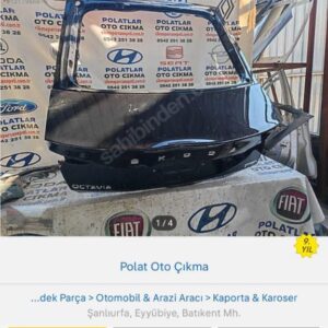 Skoda Octavia Orijinal Göçük Hasarlı Siyah Bagaj Kapağı