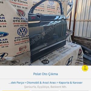 Volkswagen Tiguan Ön Sol Kapı Orijinal Hasarsız Füme