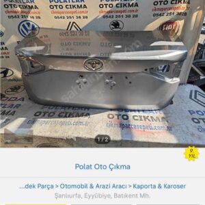 Toyota Corolla Bagaj Kapağı Orijinal Hasarsız Gri 2019-2024